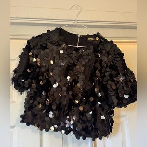 Fashion Nova Black Sequin Crop Top